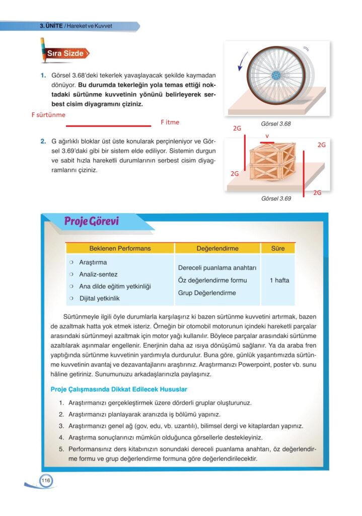 9. sınıf fizik ata yayınları sayfa 116 cevapları