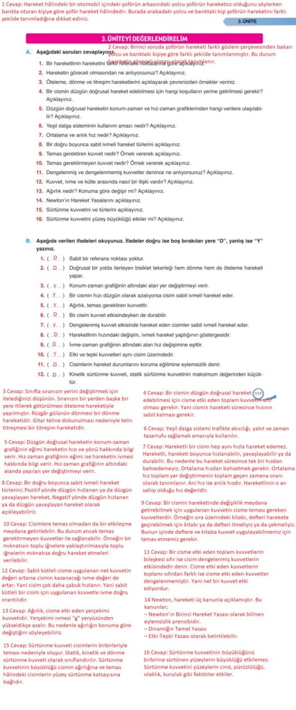 9. sınıf fizik ders kitabı sayfa 117 cevabı ata yayınları 