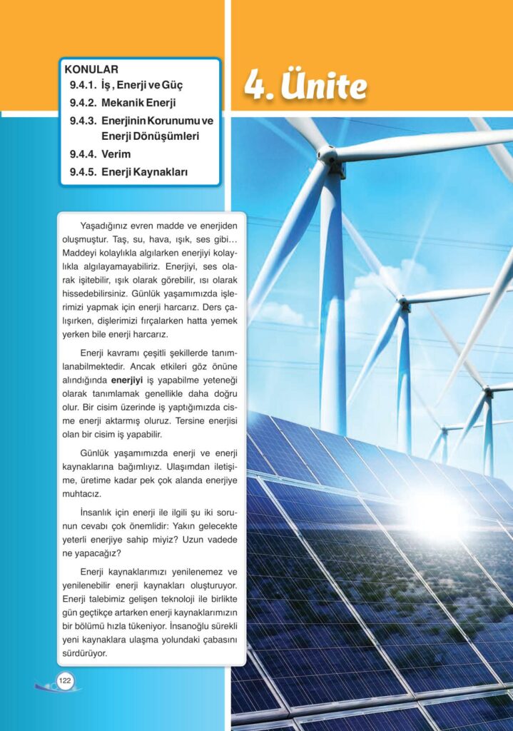 9. sınıf fizik ders kitabı sayfa 122 cevabı ata yayınları
