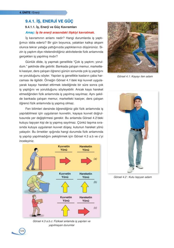 9. sınıf fizik ders kitabı sayfa 124 cevabı ata yayınları