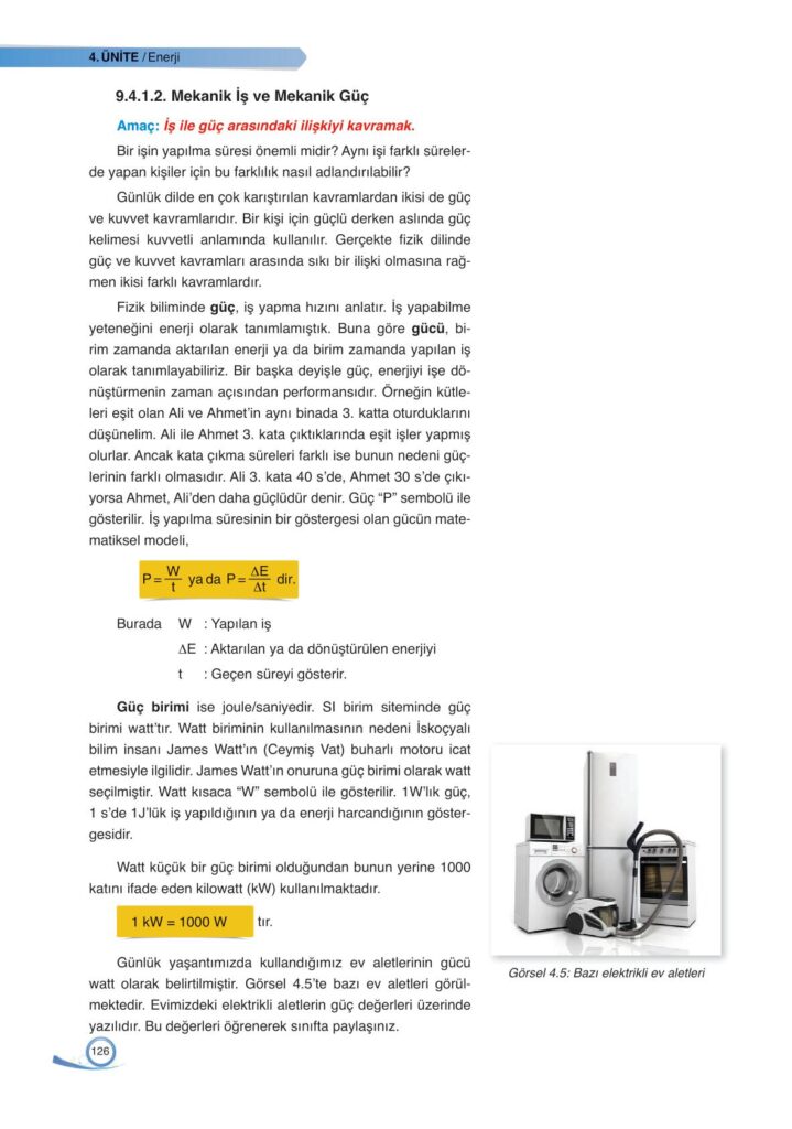 9. sınıf fizik ders kitabı sayfa 126 cevabı ata yayınları 