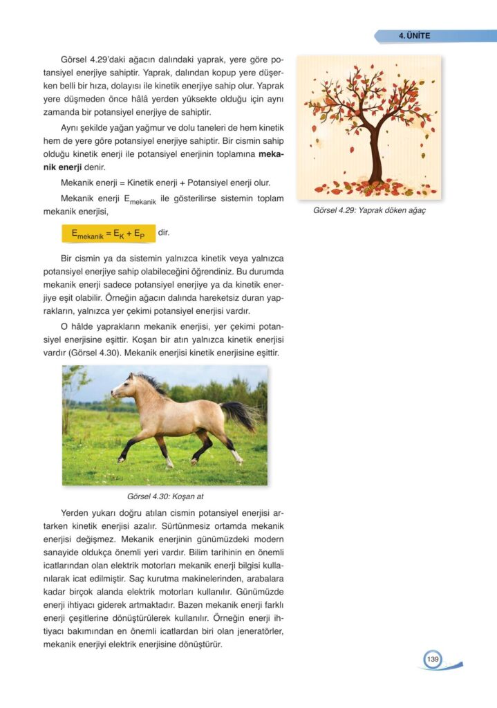 9. sınıf fizik ders kitabı sayfa 139 cevabı ata yayınları