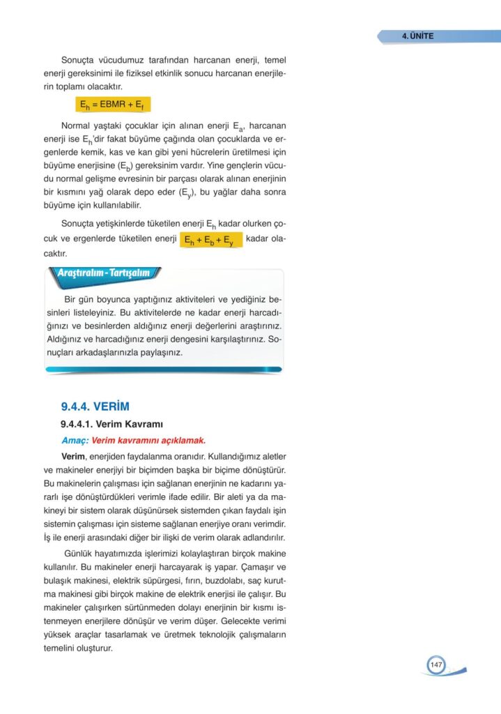 9. sınıf fizik ders kitabı sayfa 147 cevabı ata yayınları 