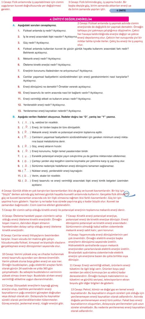 9. sınıf fizik ders kitabı sayfa 159 cevabı ata yayınları 