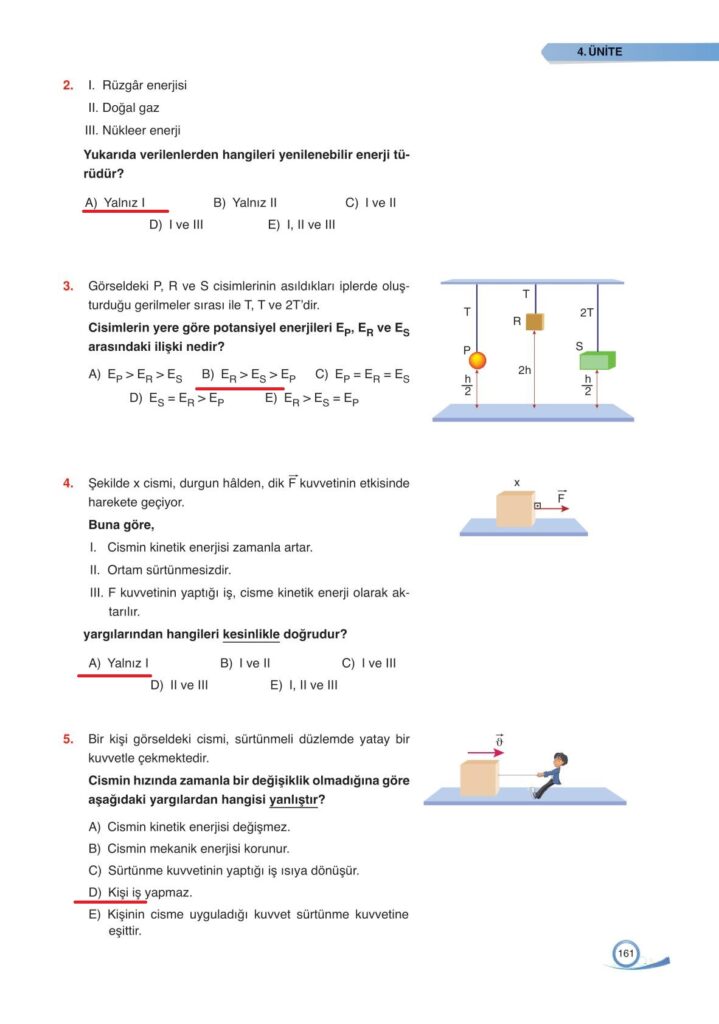 9. sınıf fizik ders kitabı sayfa 161 cevabı ata yayınları 