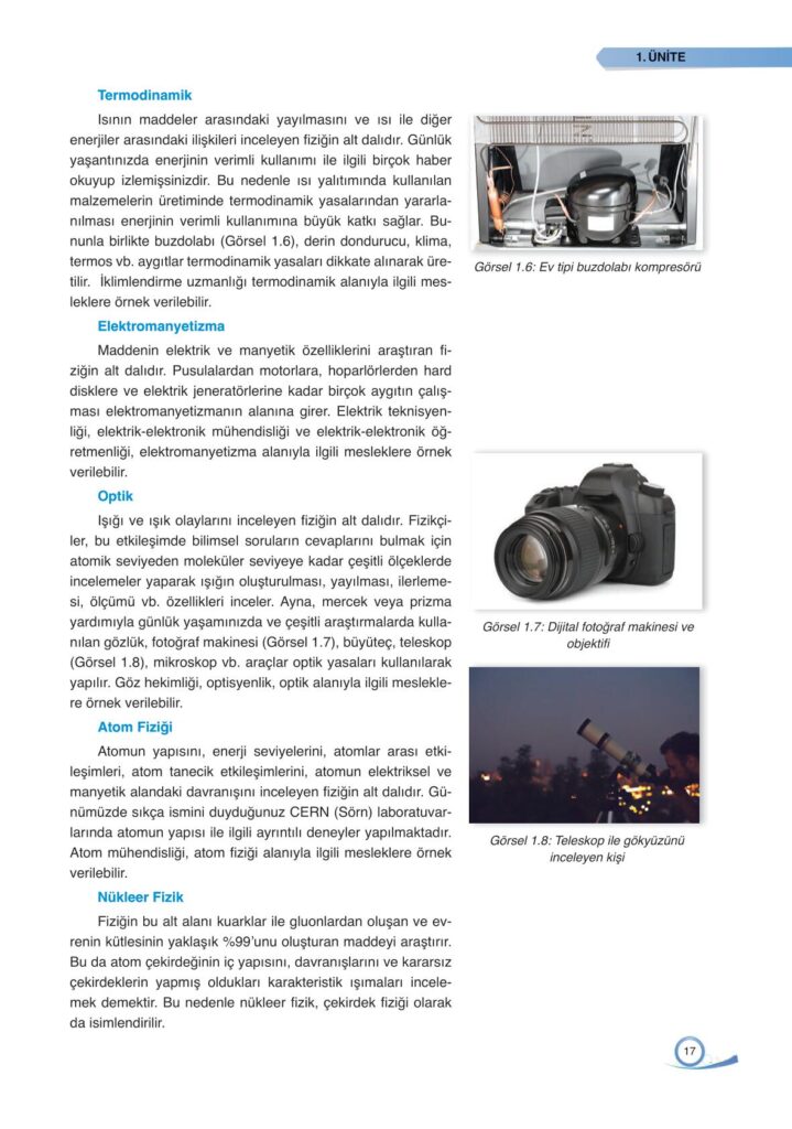 9. sınıf fizik ders kitabı sayfa 17 cevabı ata yayınları