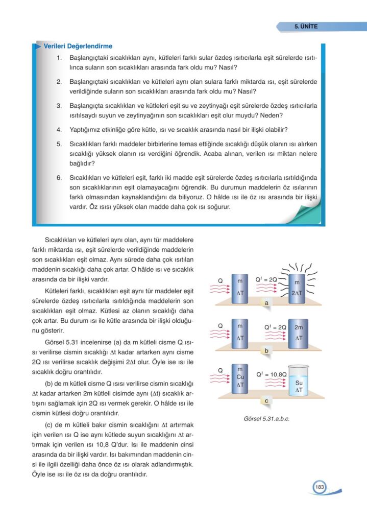 9. sınıf fizik ders kitabı sayfa 183 cevabı ata yayınları 