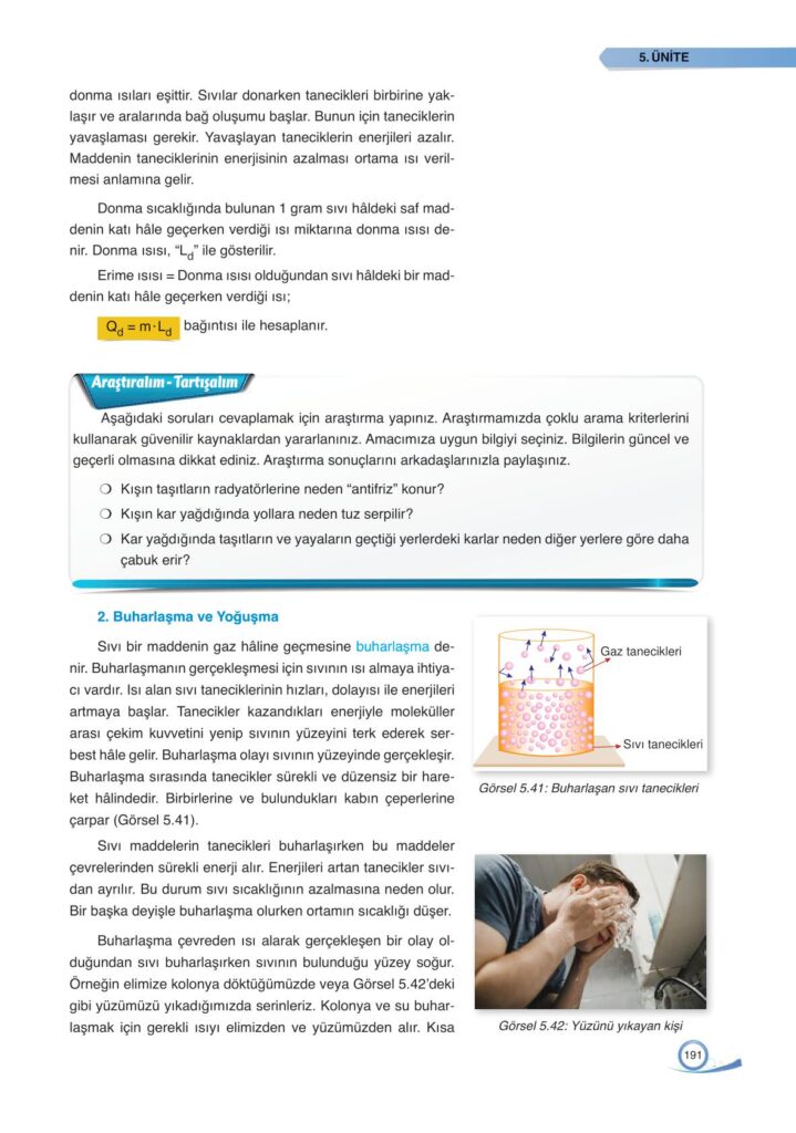 9. sınıf fizik ders kitabı sayfa 191 cevabı ata yayınları 