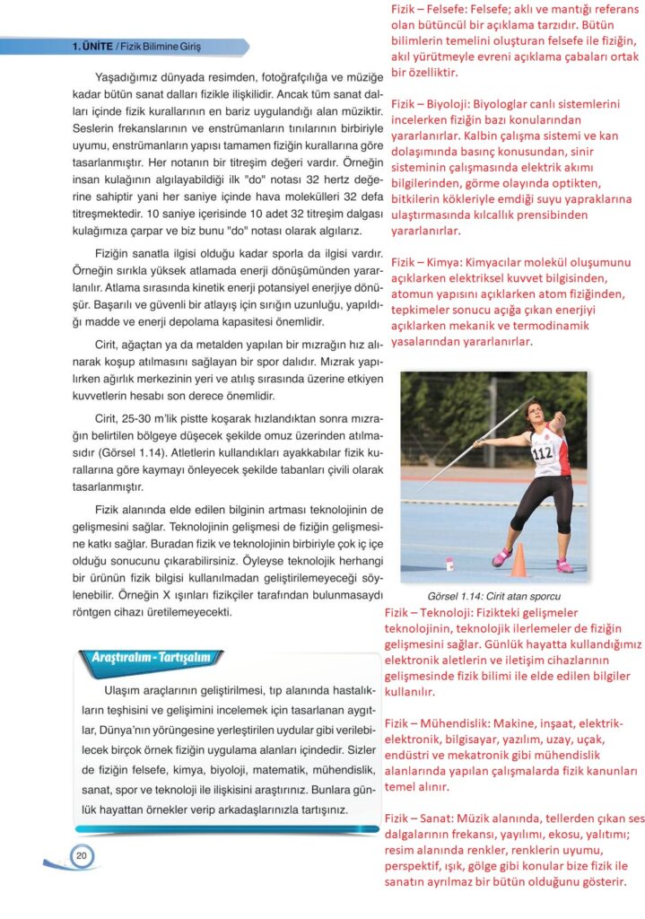  9. sınıf fizik ders kitabı sayfa 20 cevabı ata yayınları 