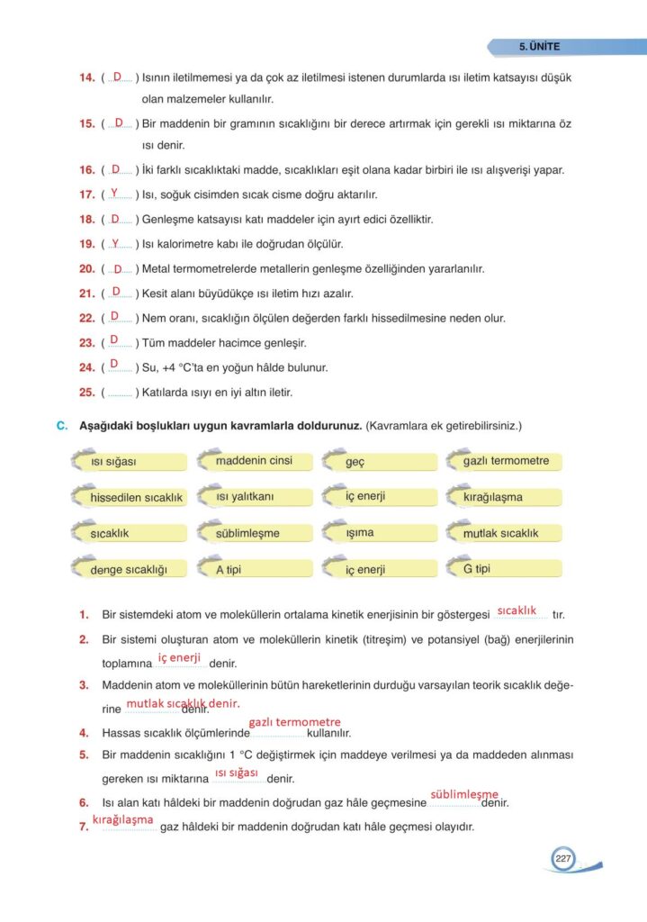  9. sınıf fizik ders kitabı sayfa 227 cevabı ata yayınları 