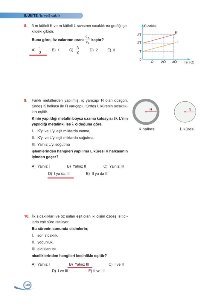 9. sınıf fizik ders kitabı sayfa 230 cevabı ata yayınları 