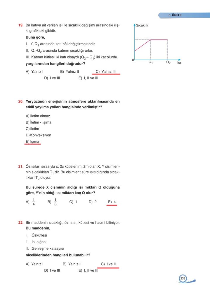 9. sınıf fizik ders kitabı sayfa 233 cevabı ata yayınları 