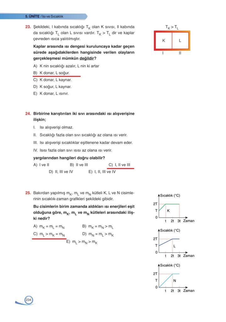 9. sınıf fizik ders kitabı sayfa 234 cevabı ata yayınları 