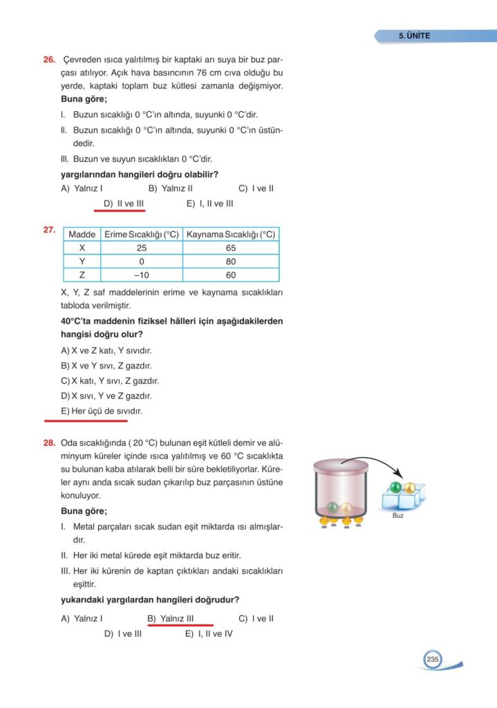 9. sınıf fizik ders kitabı sayfa 235 cevabı ata yayınları 