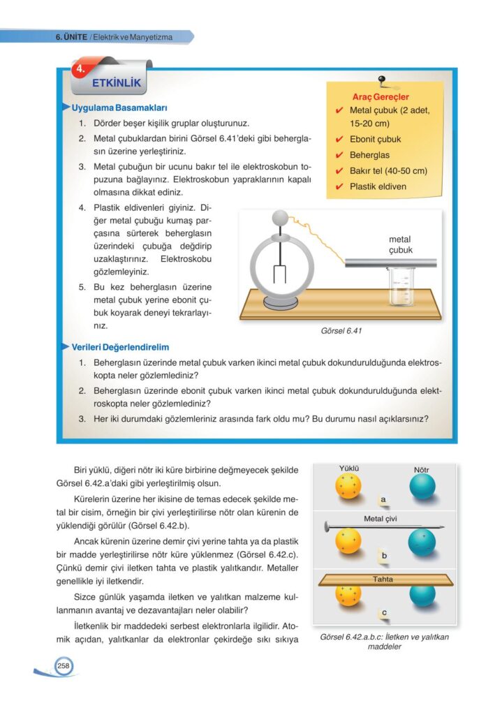 9. sınıf fizik ders kitabı sayfa 258 cevabı ata yayınları 