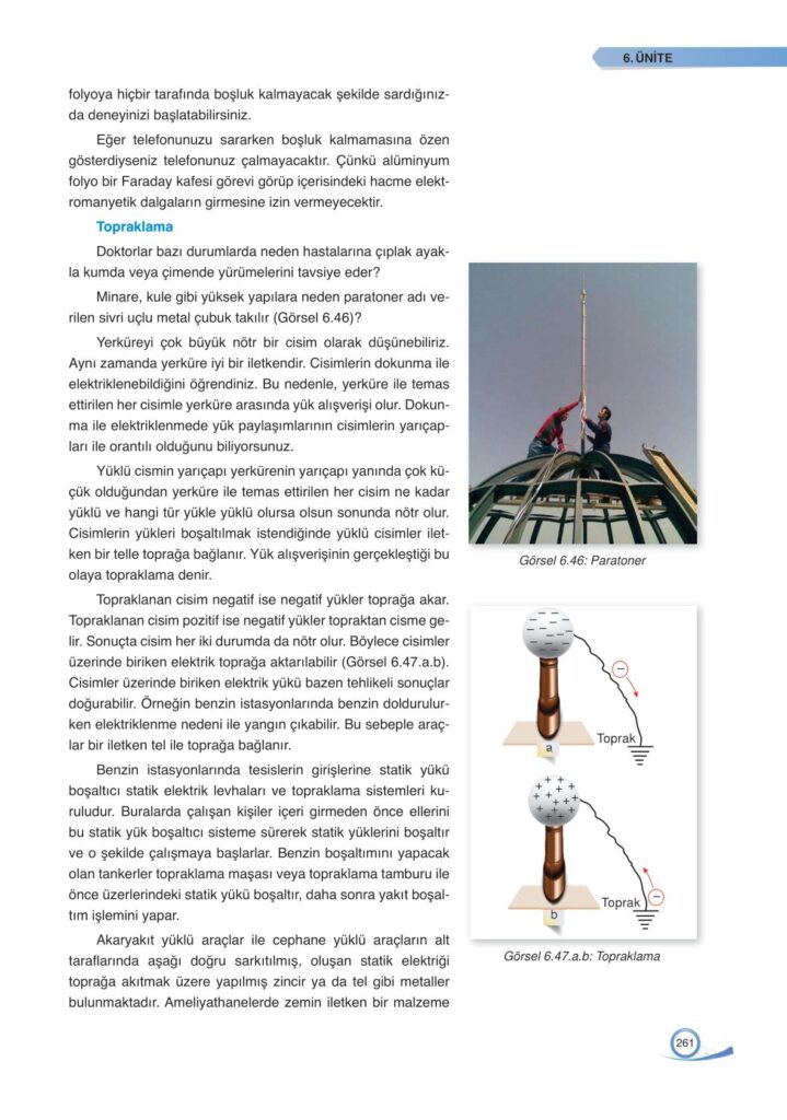 9. sınıf fizik ders kitabı sayfa 261 cevabı ata yayınları 