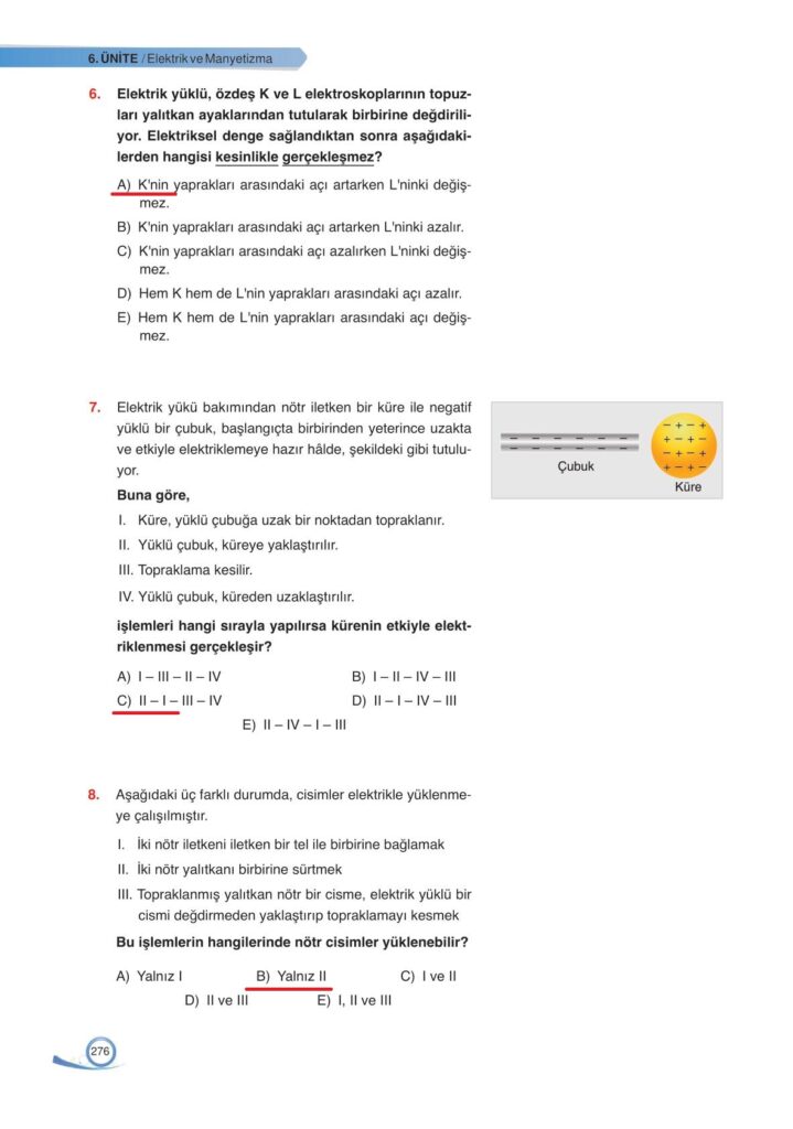 9. sınıf fizik ders kitabı sayfa 276 cevabı ata yayınları 