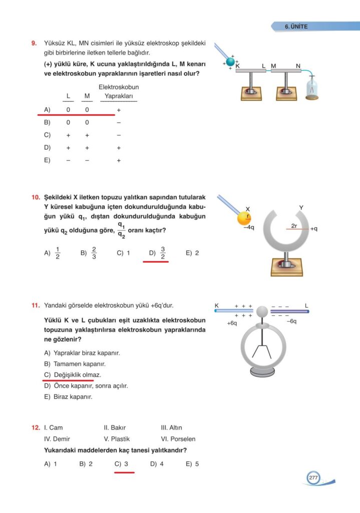 9. sınıf fizik ders kitabı sayfa 277 cevabı ata yayınları 