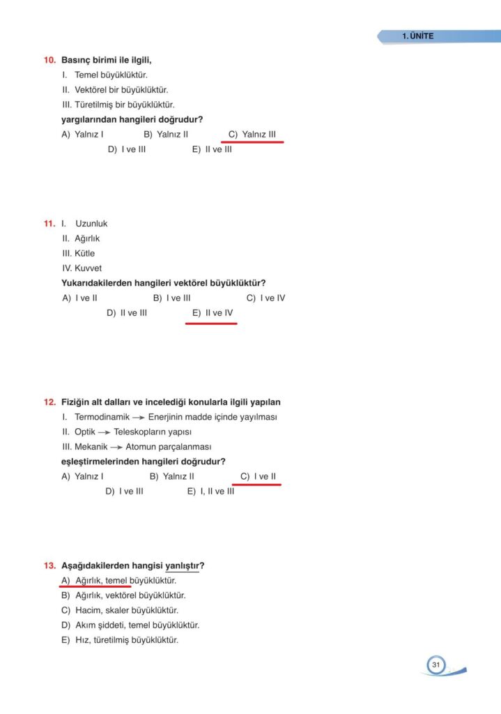 9. sınıf fizik ders kitabı sayfa 31 cevabı ata yayınları 