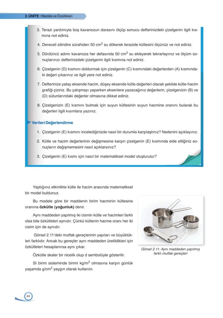 9. sınıf fizik ders kitabı sayfa 44 cevabı ata yayınları