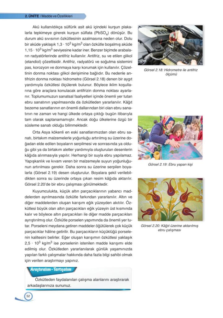 9. sınıf fizik ders kitabı sayfa 52 cevabı ata yayınları