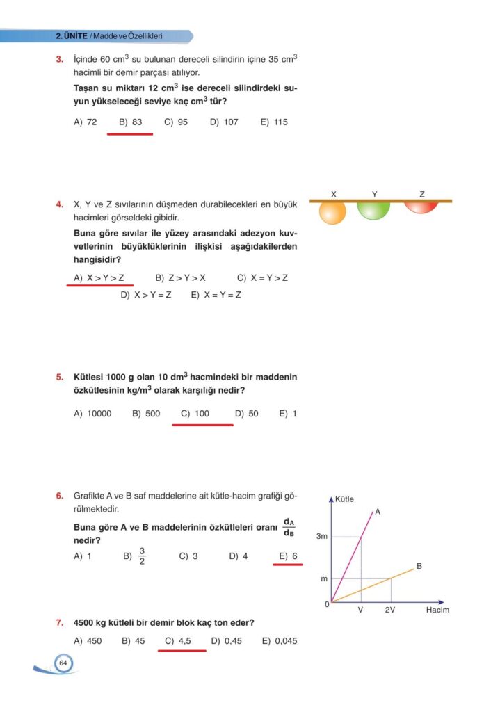 9. sınıf fizik ders kitabı sayfa 64 cevabı ata yayınları 