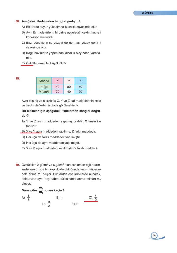 9. sınıf fizik ders kitabı sayfa 69 cevabı ata yayınları 