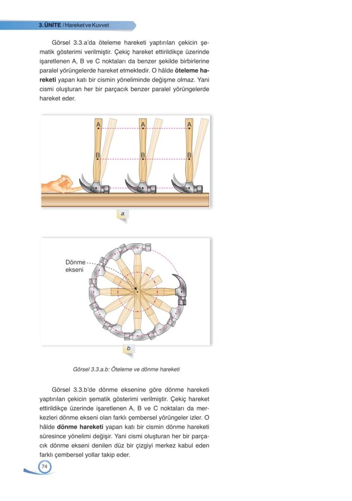 9. sınıf fizik ders kitabı sayfa 74 cevabı ata yayınları 
