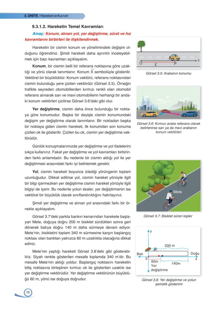 9. sınıf fizik ders kitabı sayfa 76 cevabı ata yayınları 