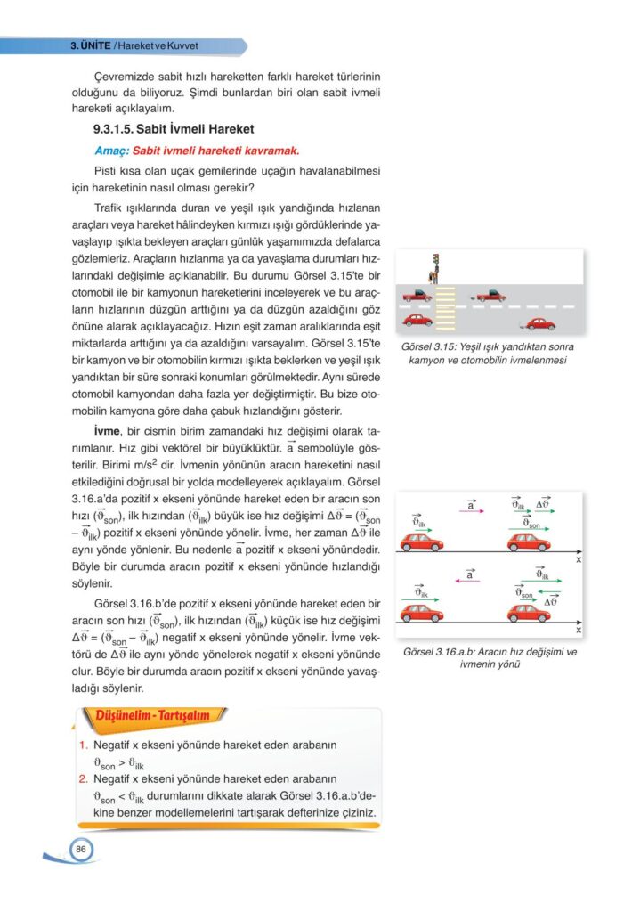 9. sınıf fizik ders kitabı sayfa 86 cevabı ata yayınları
