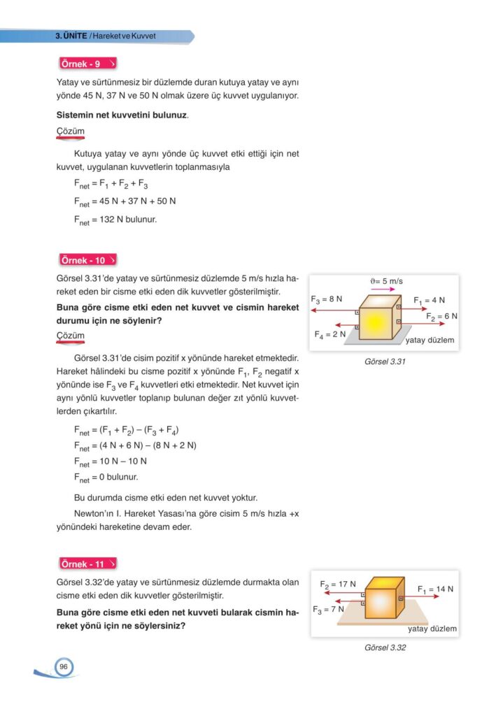 9. sınıf fizik ders kitabı sayfa 96 cevabı ata yayınları 