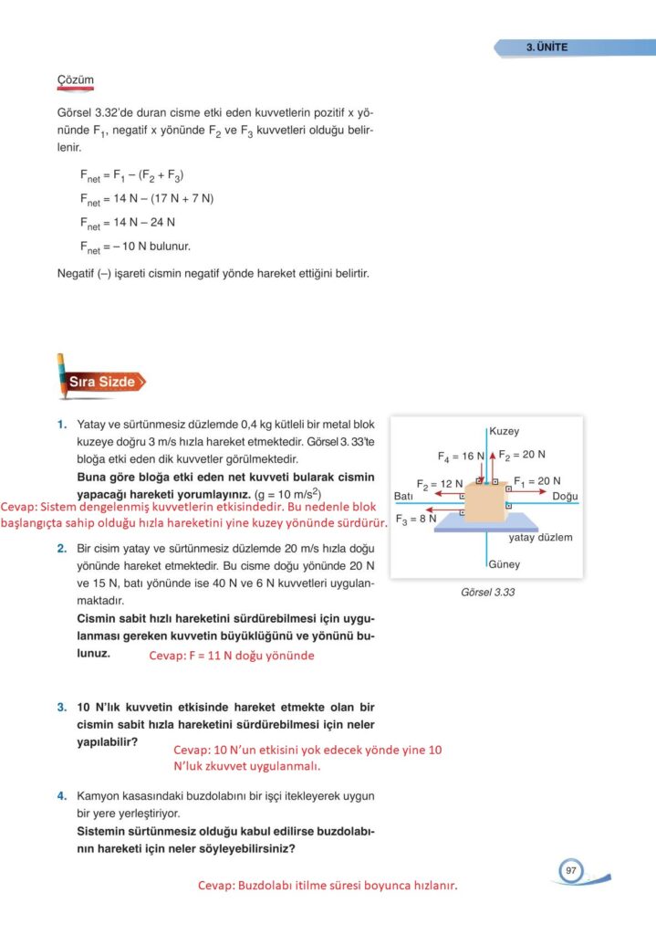 9. sınıf fizik ders kitabı sayfa 97 cevabı ata yayınları 