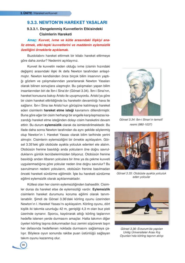 9. sınıf fizik ders kitabı sayfa 98 cevabı ata yayınları 