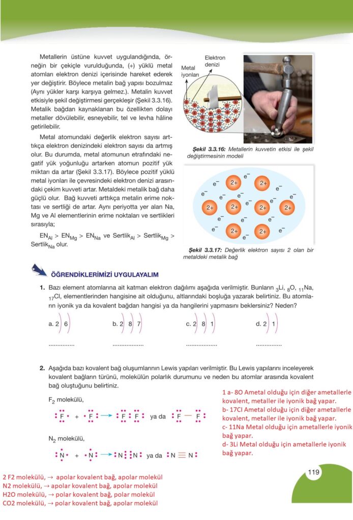 9. sınıf kimya pasifik yayınları sayfa 119 cevapları