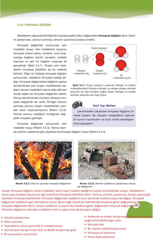 9. sınıf kimya ders kitabı sayfa 133 cevabı pasifik yayınları 
