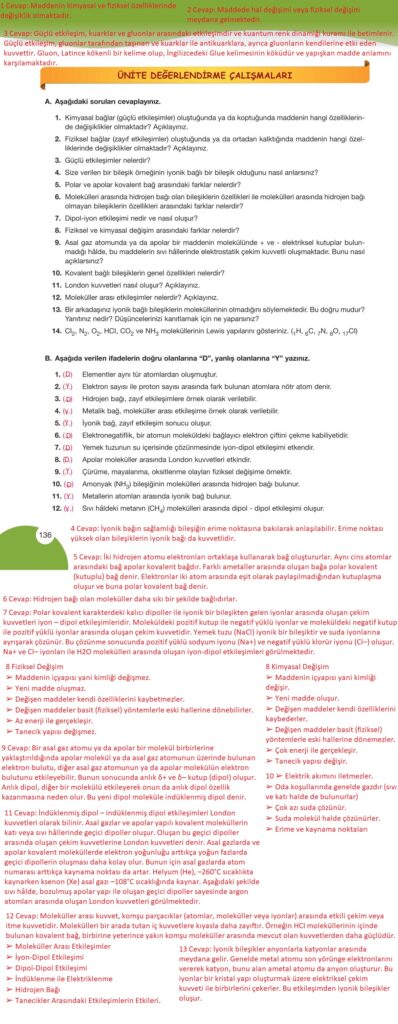 9. sınıf kimya pasifik yayınları sayfa 136 cevapları