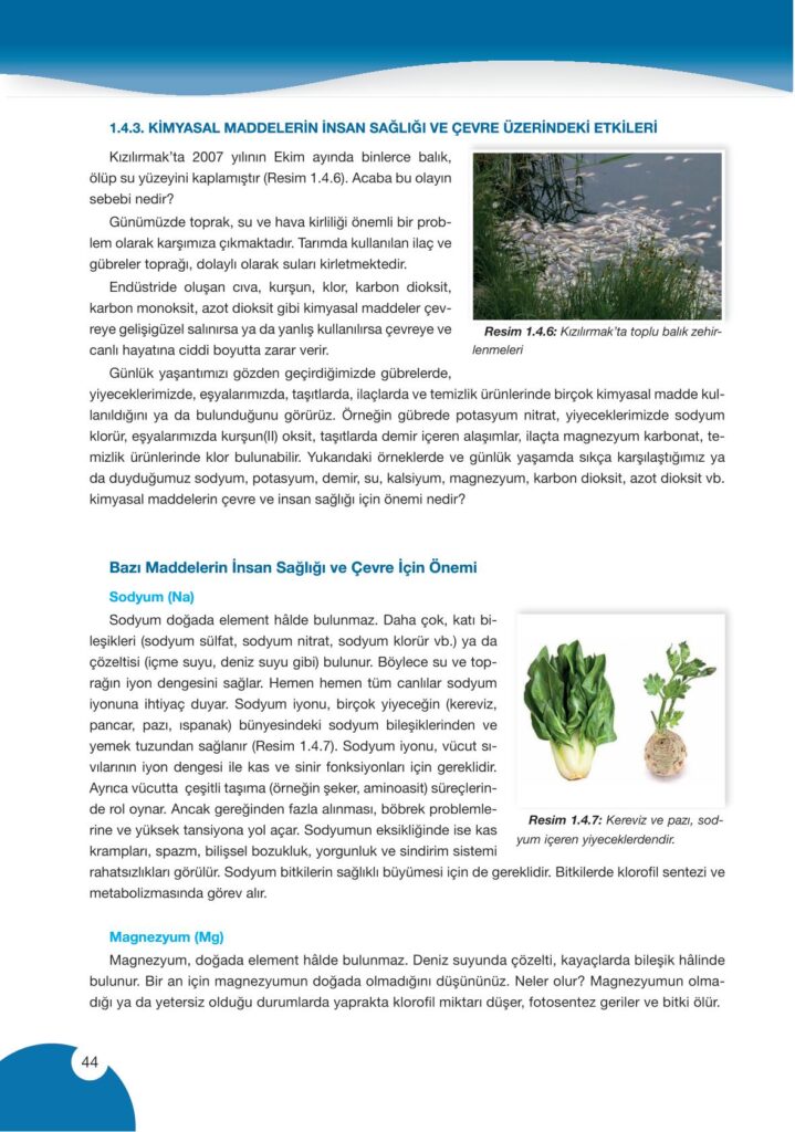 9. sınıf kimya ders kitabı sayfa 44 cevabı pasifik yayınları 