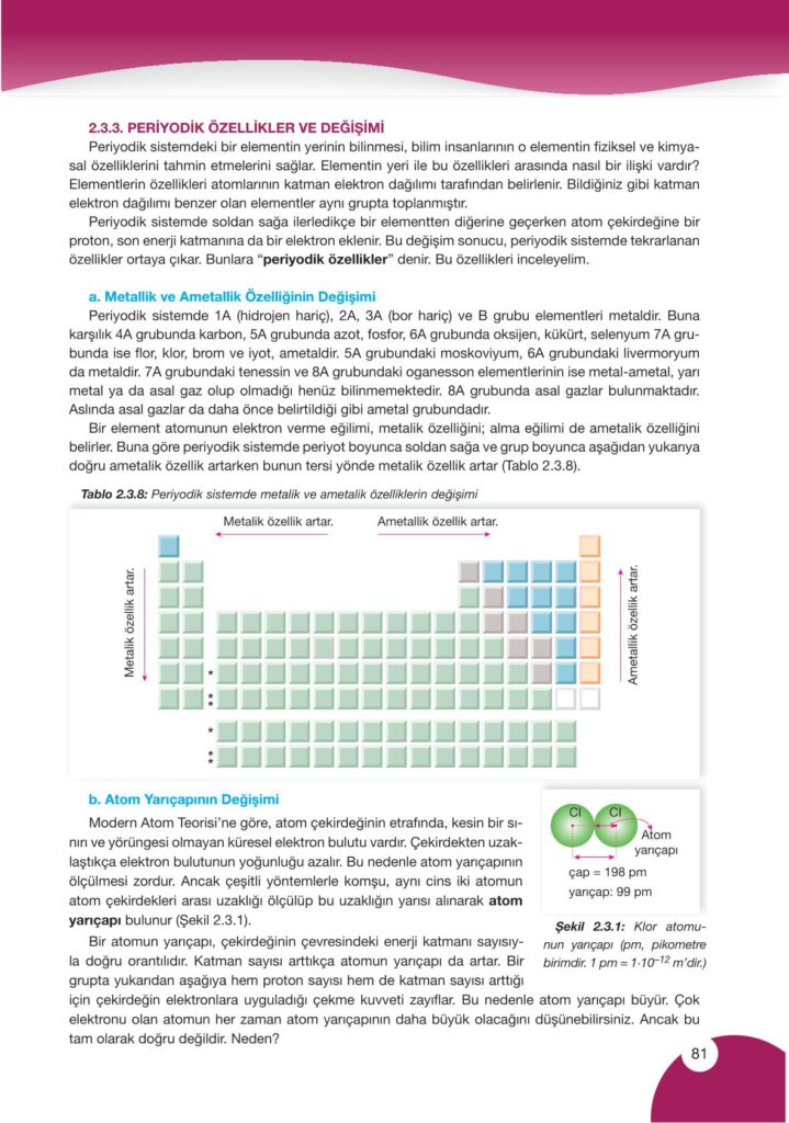 9. sınıf kimya ders kitabı sayfa 81 cevabı pasifik yayınları