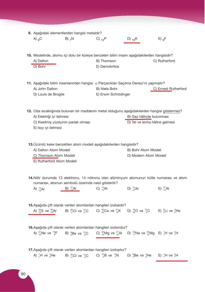  9. sınıf kimya ders kitabı sayfa 90 cevabı pasifik yayınları