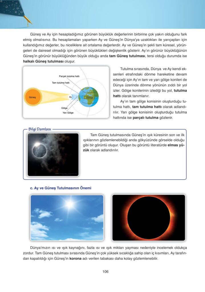 Astronomi ve uzay bilimleri ders kitabı sayfa 106 cevabı ata yayınları
