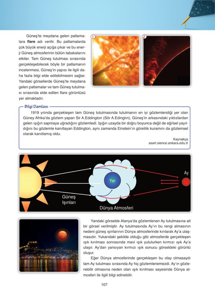 astronomi ve uzay bilimleri ders kitabı sayfa 107 cevabı ata yayınları