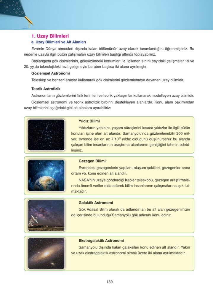 Astronomi ve uzay bilimleri ders kitabı sayfa 130 cevabı ata yayınları 
