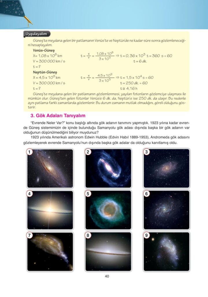 Astronomi ve uzay bilimleri ders kitabı sayfa 40 cevabı ata yayınları 