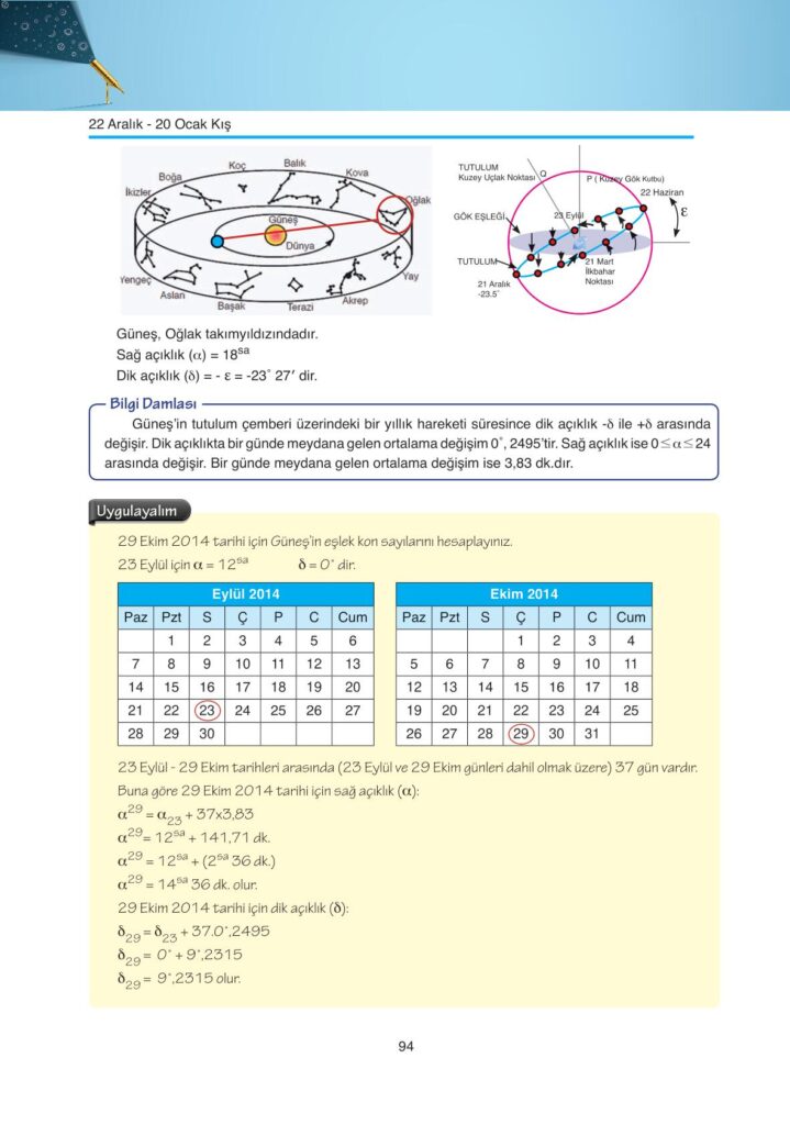 Astronomi ve uzay bilimleri ata yayınları sayfa 94 cevapları