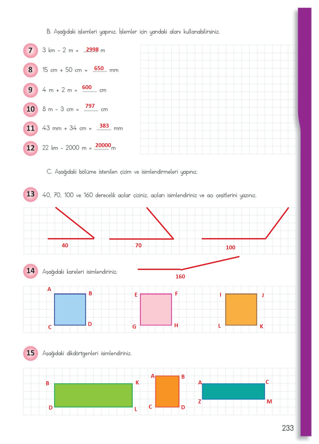4. S?n?f Matematik Meb Yay?nlar? Sayfa 233 Cevaplar? ...