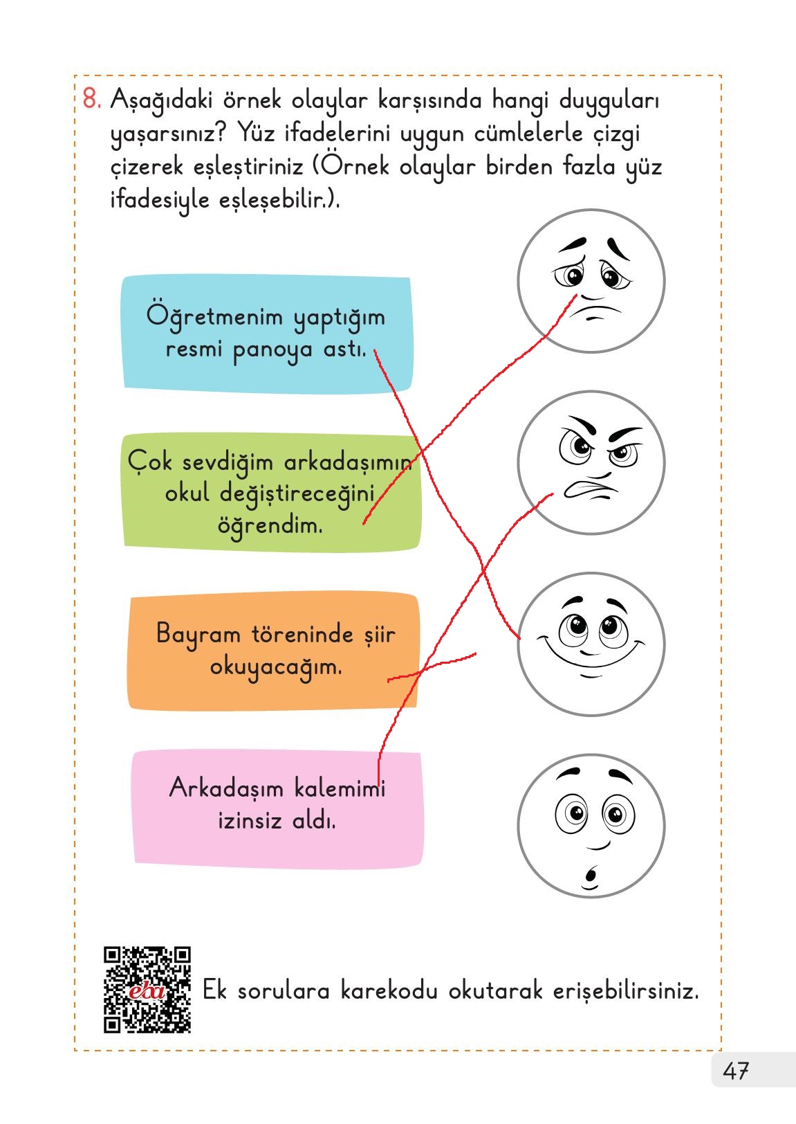 1. Sınıf Meb Yayınları Hayat Bilgisi 1. Kitap Ders Kitabı Sayfa 47 Cevapları