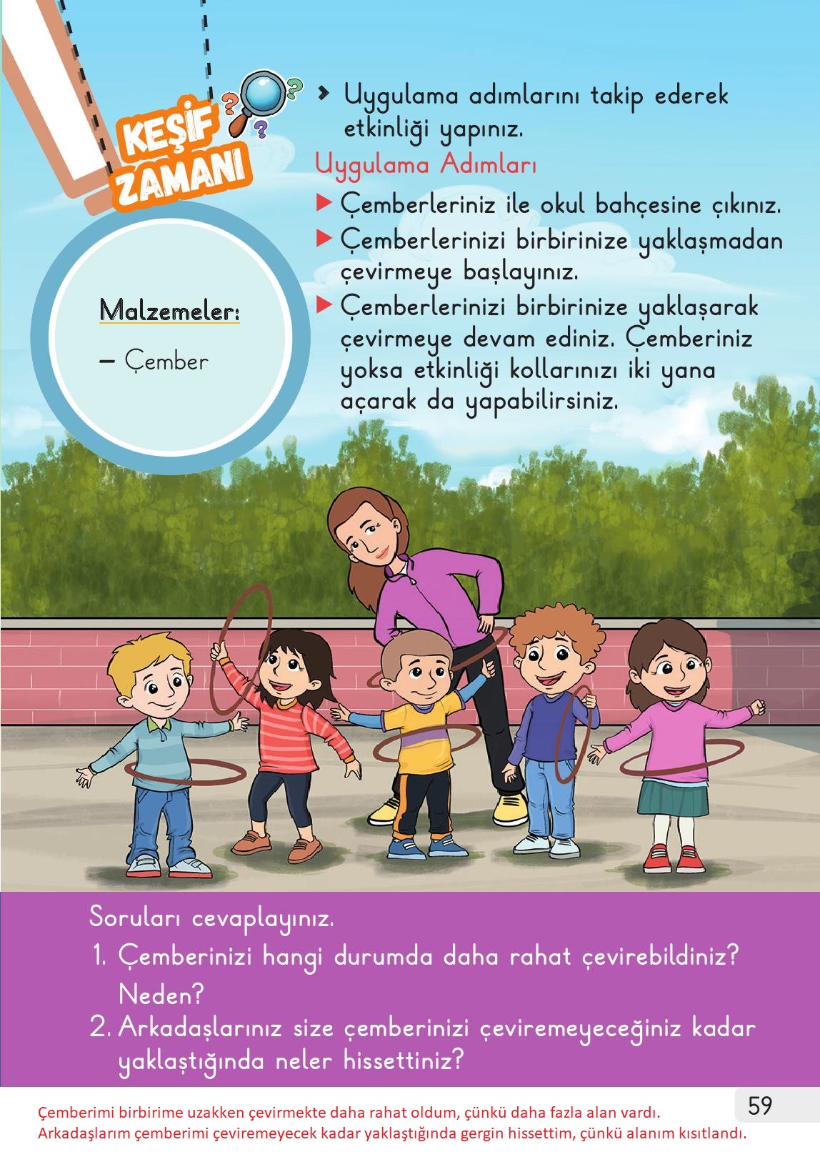 1. Sınıf Meb Yayınları Hayat Bilgisi 1. Kitap Ders Kitabı Sayfa 59 Cevapları