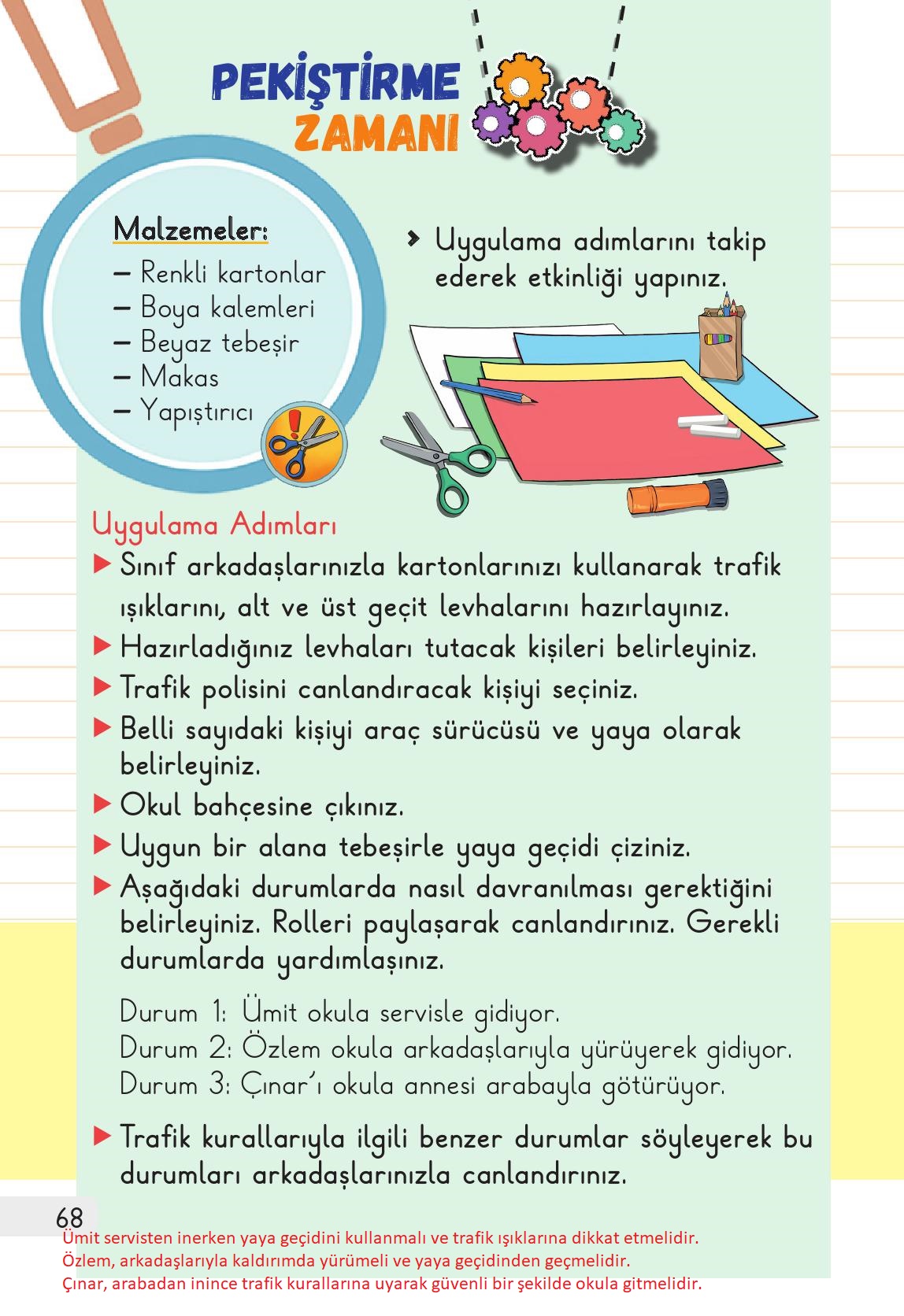 1. Sınıf Meb Yayınları Hayat Bilgisi 1. Kitap Ders Kitabı Sayfa 68 Cevapları