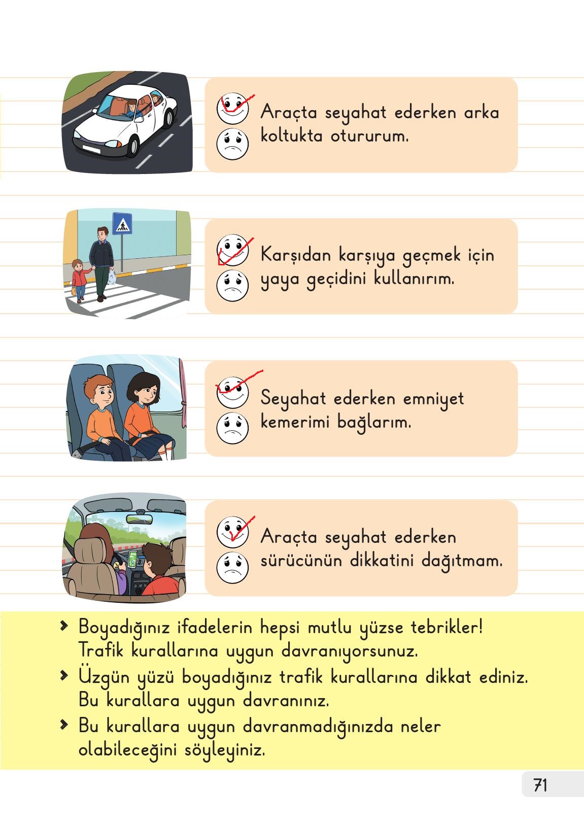 1. Sınıf Meb Yayınları Hayat Bilgisi 1. Kitap Ders Kitabı Sayfa 71 Cevapları