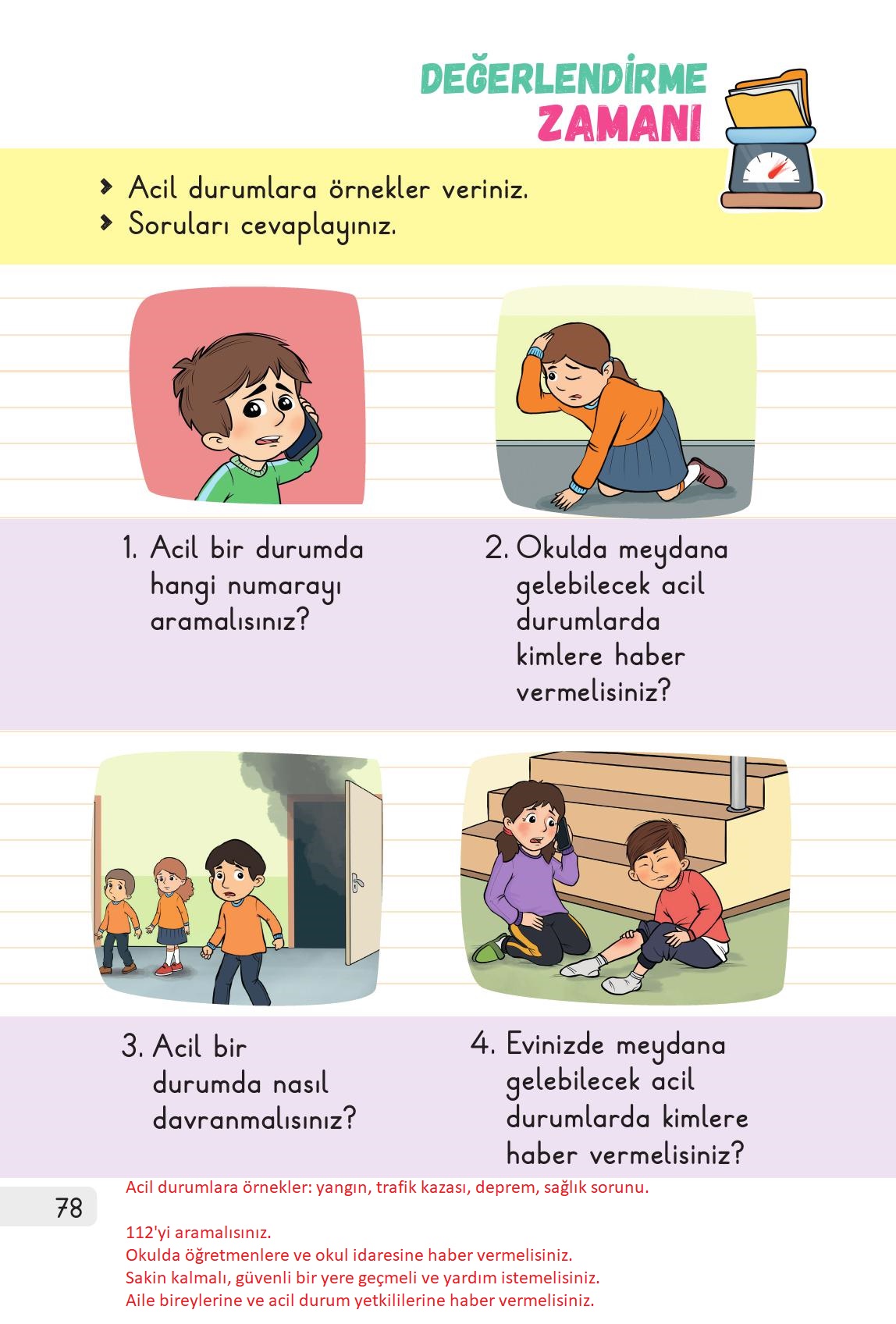 1. Sınıf Meb Yayınları Hayat Bilgisi 1. Kitap Ders Kitabı Sayfa 78 Cevapları
